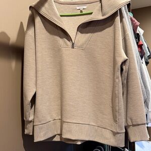 Maurices Beige Quarter-Zip Cowl Neck Sweater